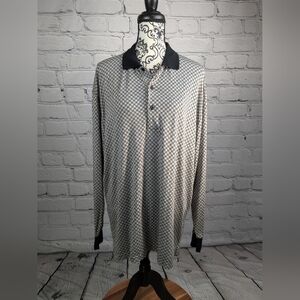 Bobby Chan Men's long sleeve top geometric print silk cotton blend size L b19